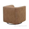 Round Barrel Chairs Putar Glider Dalam Kain Accent Kain Abu-abu